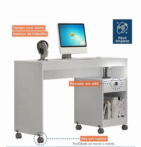 Mesa para Computador Giga com Rodízios t654 - Foto 4