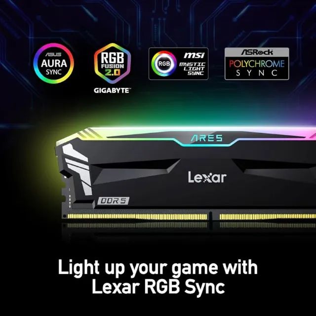 Memória RAM Lexar RGB, 32GB (2x16GB), 6400MHz, DDR5, CL32, Nova, Lacrada - Foto 3