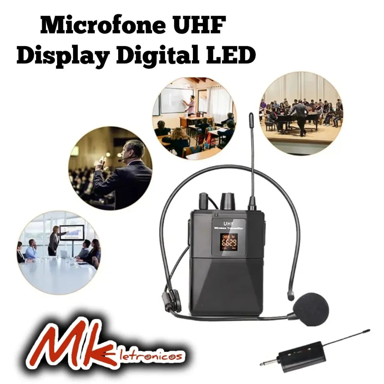 Microfone UHF Wireless Receptor 