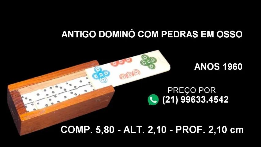 Antigo mini Dominó com pedras em osso.