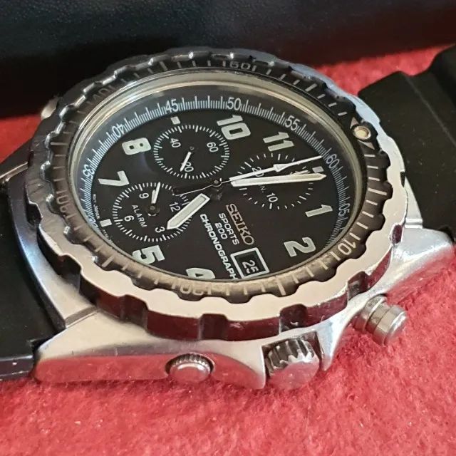 Relogio de pulso Vintage Seiko 7t32-7d19 Sports 200 Chronograph