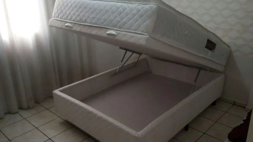 Conjunto Casal: Cama box báu, colchão, recamier e cabeceira - Foto 3