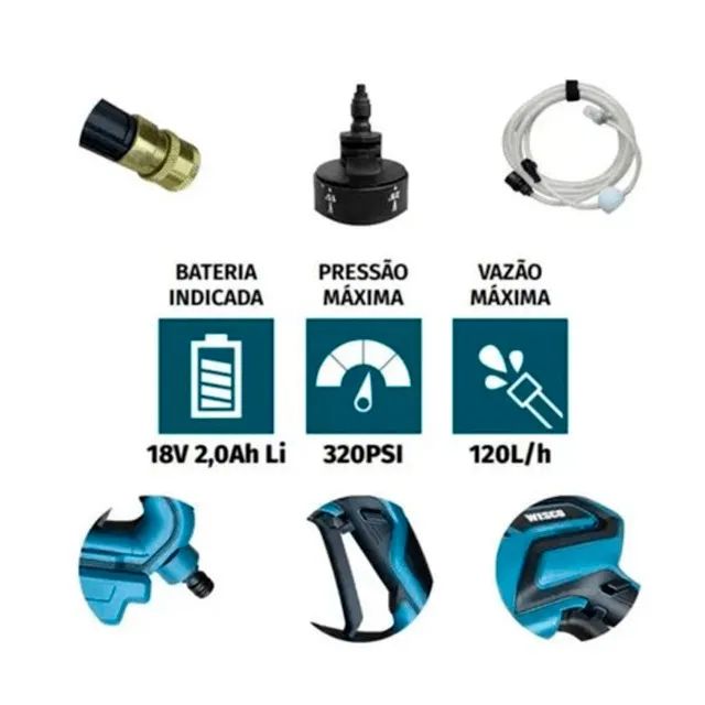 Lavadora de Alta Pressão 18v a Bateria 320Psi Ws8800.9 Wesco - Foto 4