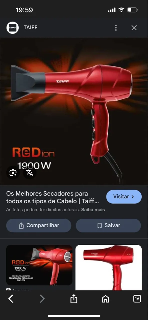 Secador de Cabelo Taiff Red Ion 1900W
