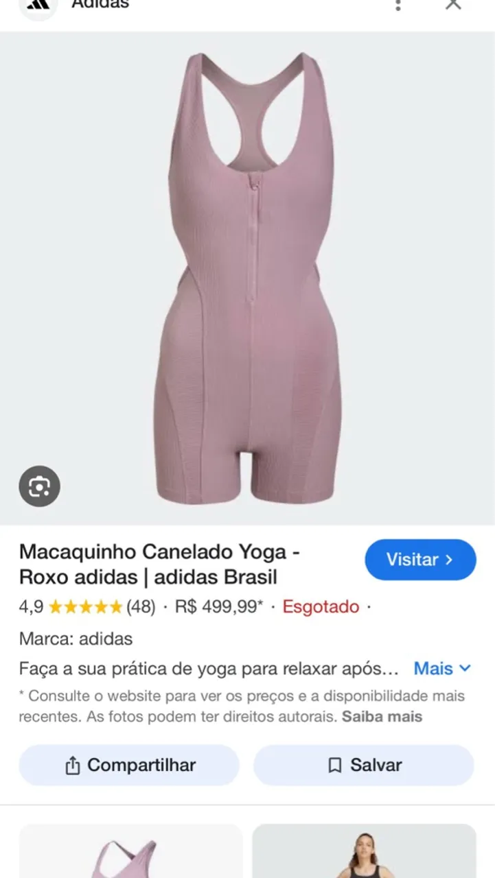 Baixei o preco!!Macaquinho Canelado Yoga - Roxo - Adidas novo nunca usado !