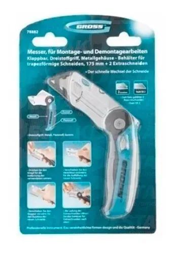 Estilete Trapezoidal Dobrável 18mm com Compartimento para 2 Lâminas GROSS-7888255 - Foto 5