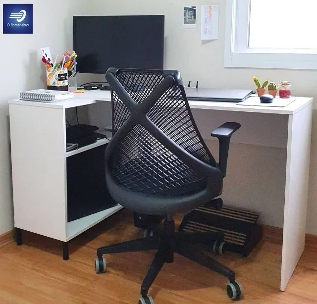 OFERTA Mesa de Computador com Pés em Metal 2 Nichos