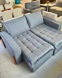 Sofa Retratil e Reclinavel Cinza - Foto 2