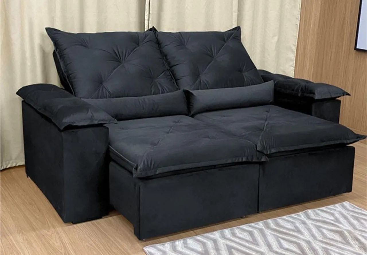 PAGUE NA ENTREGA! Sofá modelo Athenas  Preto na medida de 1.80m - Foto 3