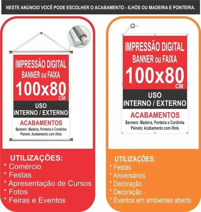 Banner Personalizado  100cmx80cm c/ madeira ou ilhós Arte Pronta vertical ou horizontal - Foto 3