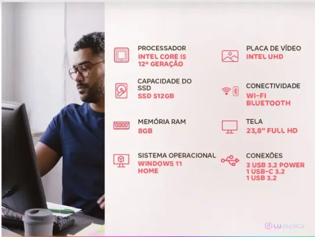 All in One Dell Inspiron 24 AIO-i1301-A10 Intel Core i5 8 GB RAM 512GB SSD IPS 23,8" Full  - Foto 3