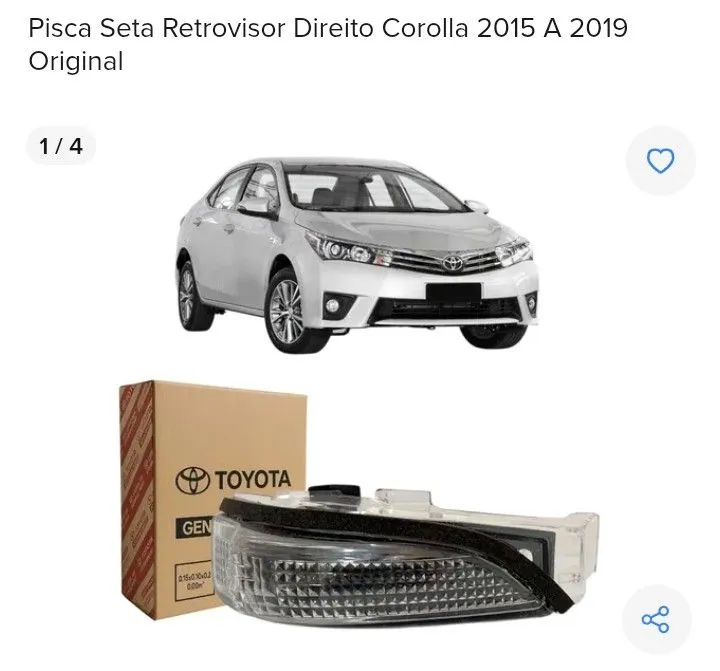 Pisca Seta Retrovisor Direito Corolla 2015 a 2019 Original