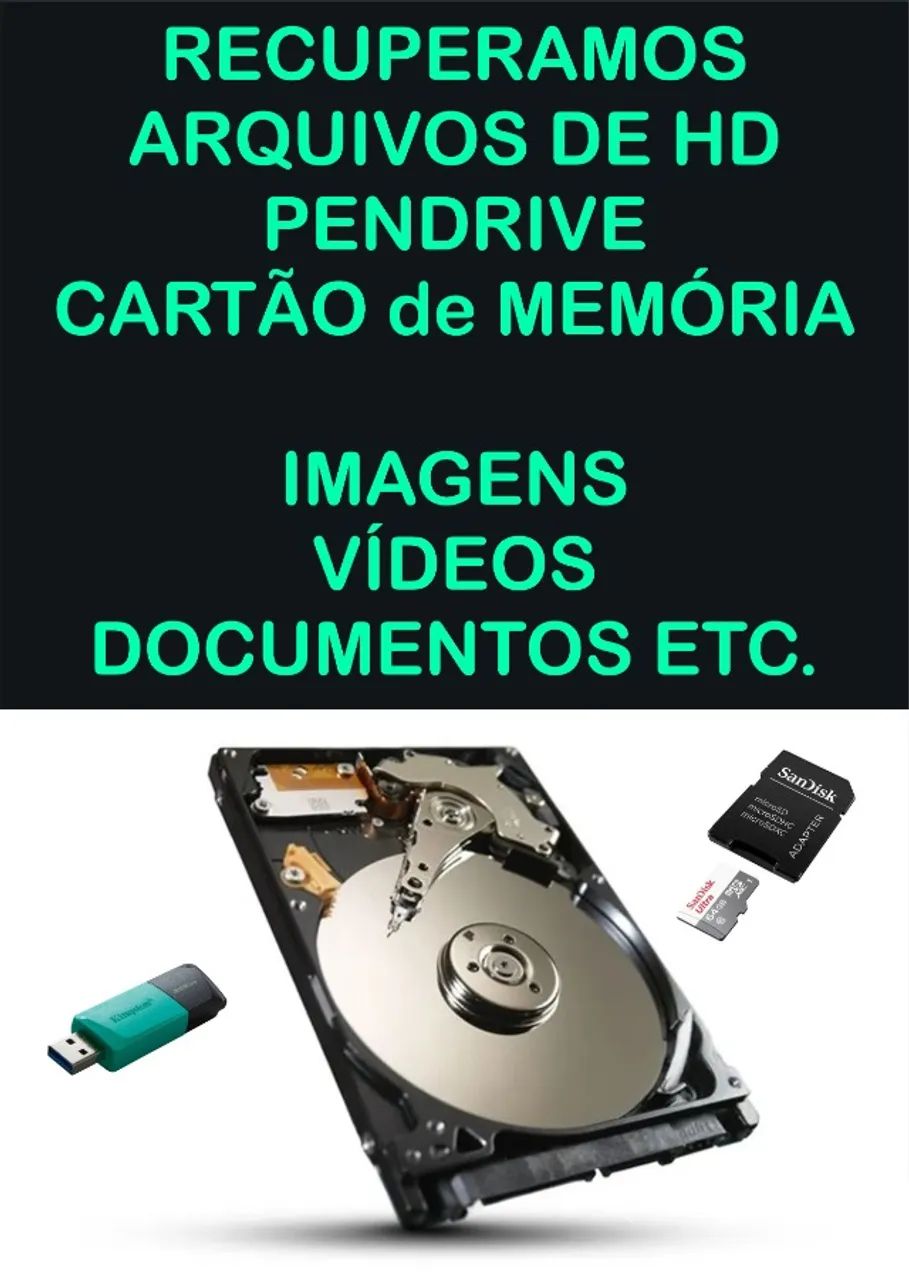 Recuperação de Arquivos do HD - Pendrive - Cartão de Memória 
