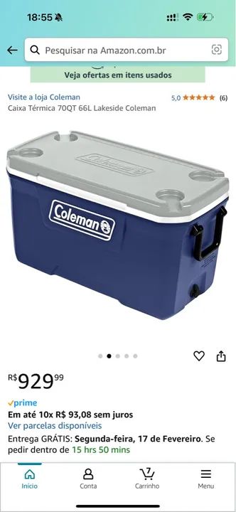 Caixa térmica Coleman 66,2L lacrada