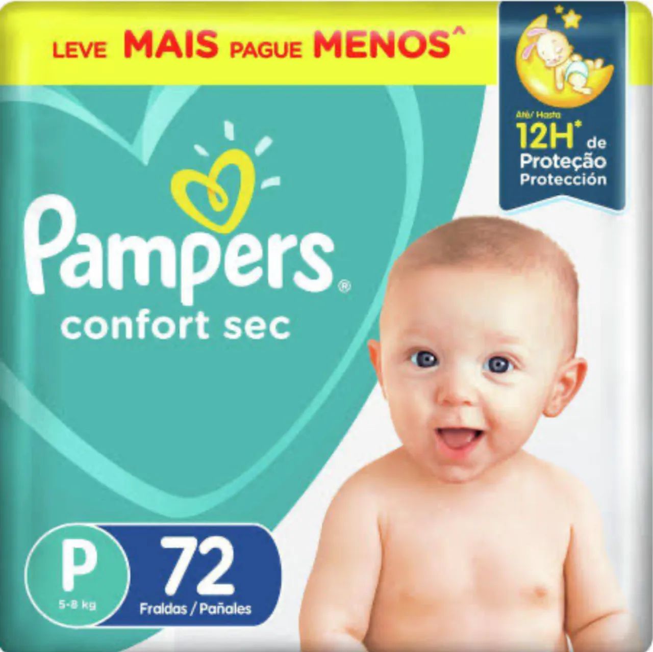 Fraldas Pampers Confort Sec P - 72 unidades