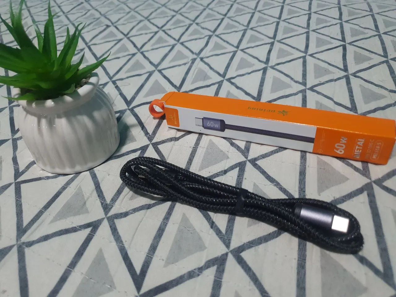 Cabo tipo C pra C 60W Metal Reforçado - Carregamento Rápido