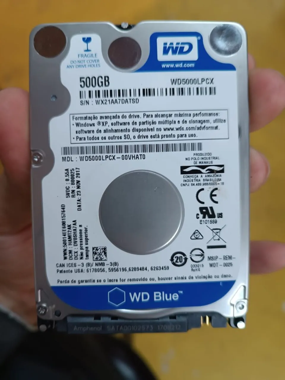 HD de Notebook Western 500GB Funcionando