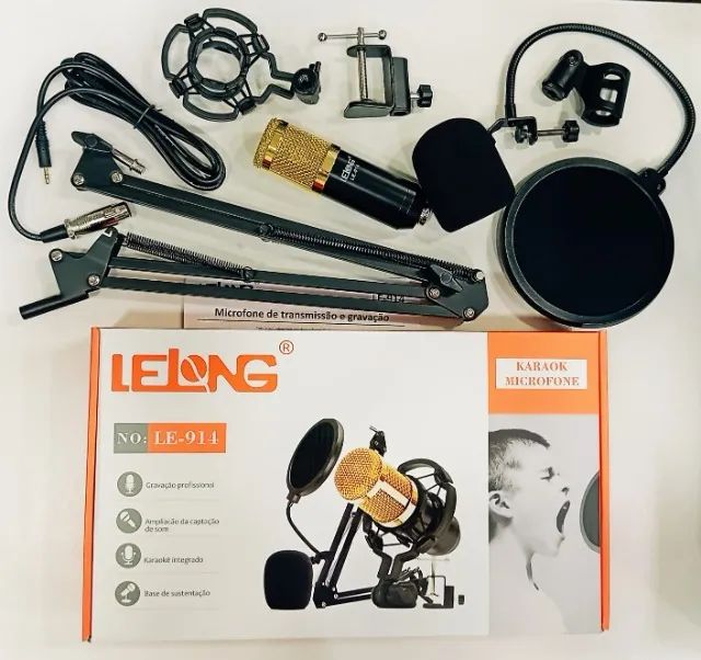 Microfone Condensador com Braço, Pop Filter e Suporte - Ideal para Streamers e Podcasters - Foto 4
