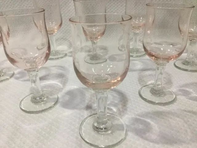 Taças Cálices De Licor Em Cristal Rosado 8 Unidades Anos 40 Raridade - Foto 2