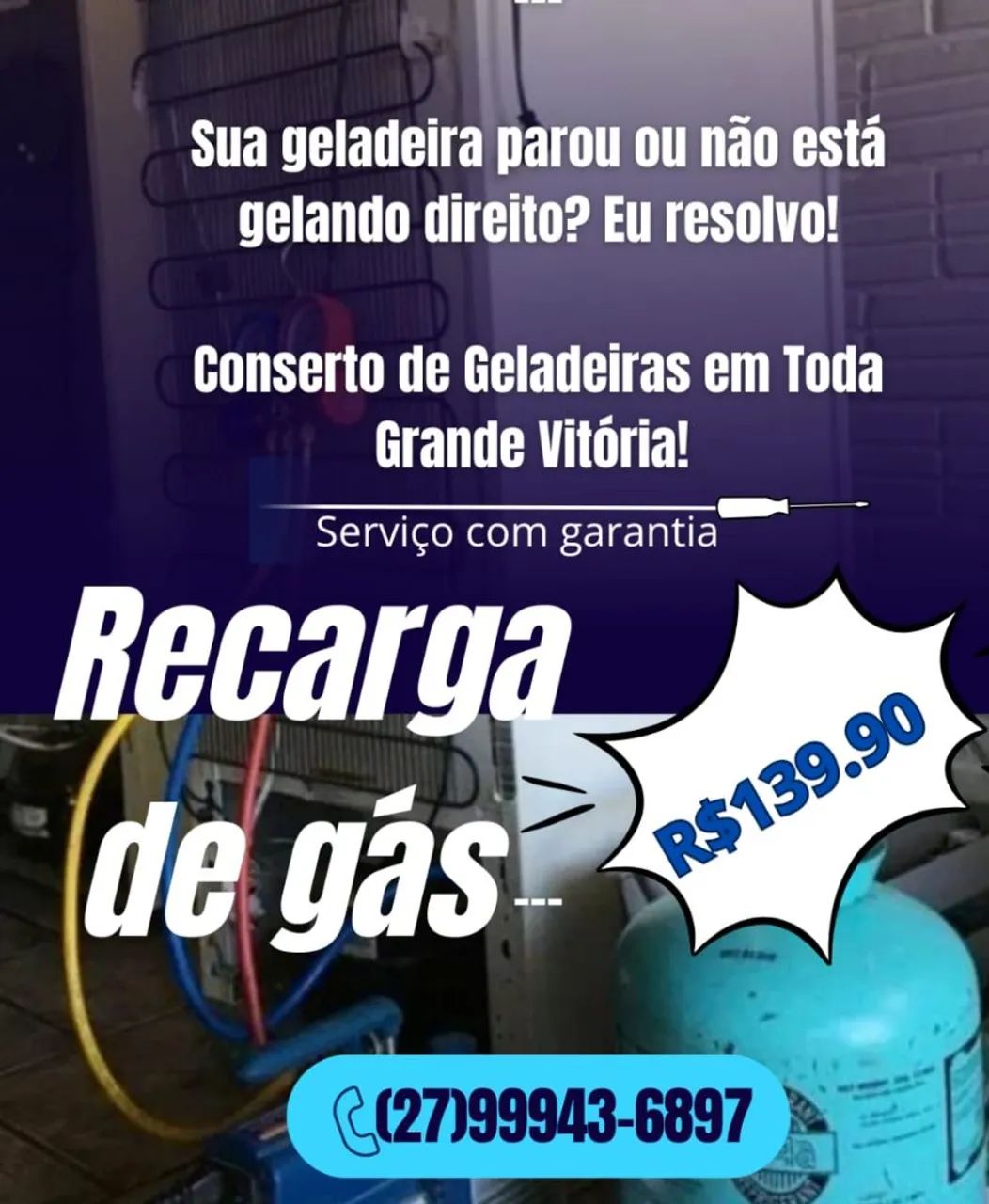 Recarga de Gás em Geladeiras - Grande Vitória