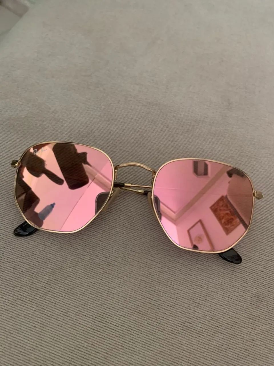 Óculos de Sol Ray-Ban Hexagonal Rose Original  - Foto 2