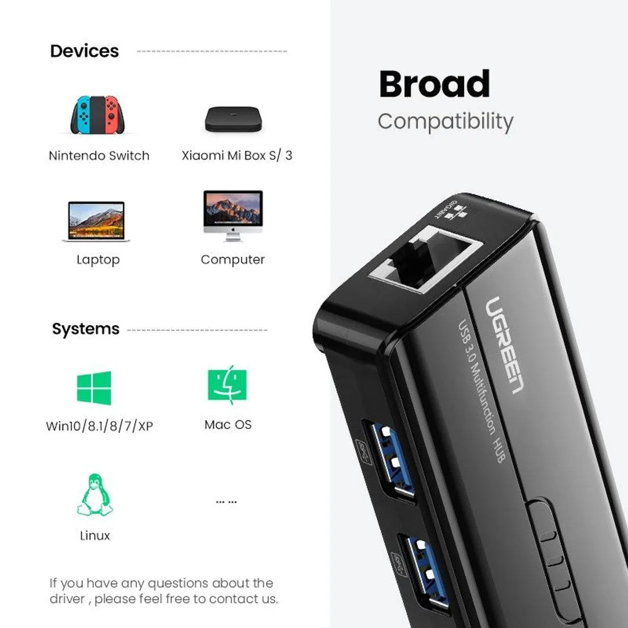 Hub Ugreen USB 3.0 + RJ45 ethernet<br>Produto Novo original - Foto 3
