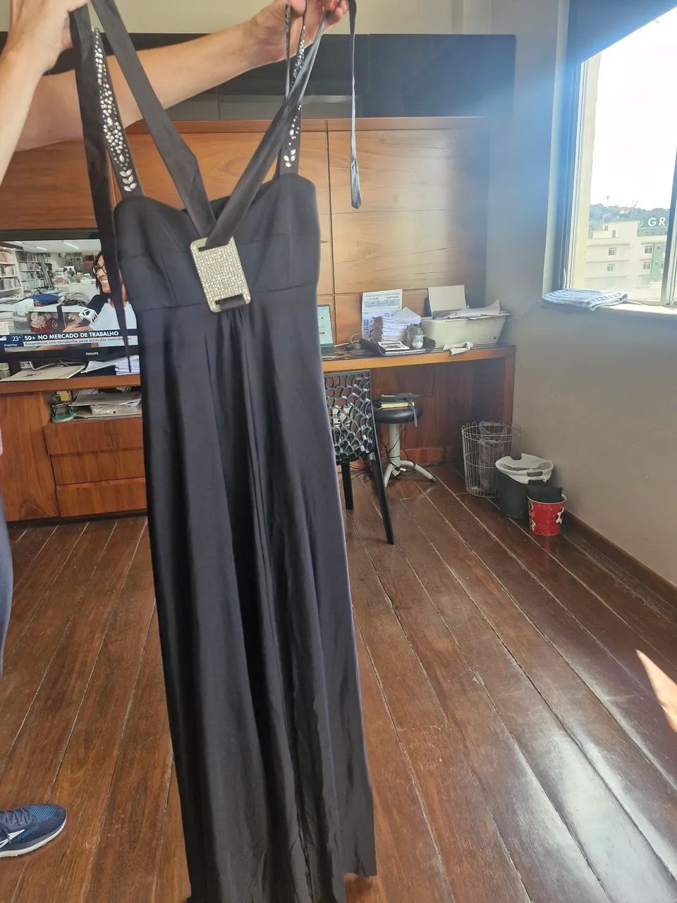 Vestido longo preto seminovo