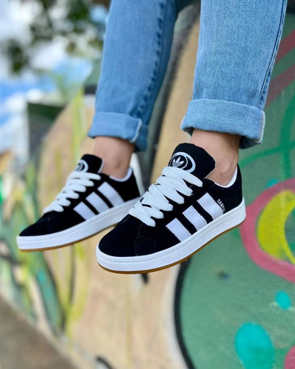 Tênis Adidas Campus Preto e Branco Calçados Jardim Juliana
