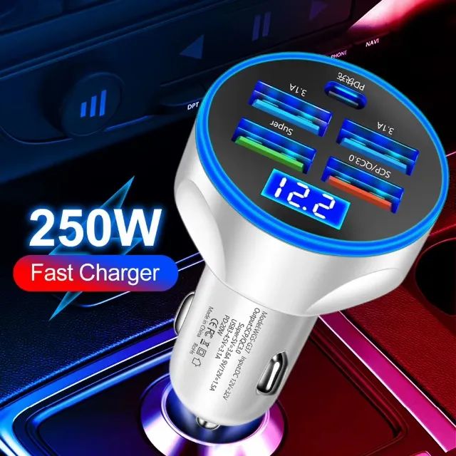 Carregador veicular 250W c/ Voltímetro 