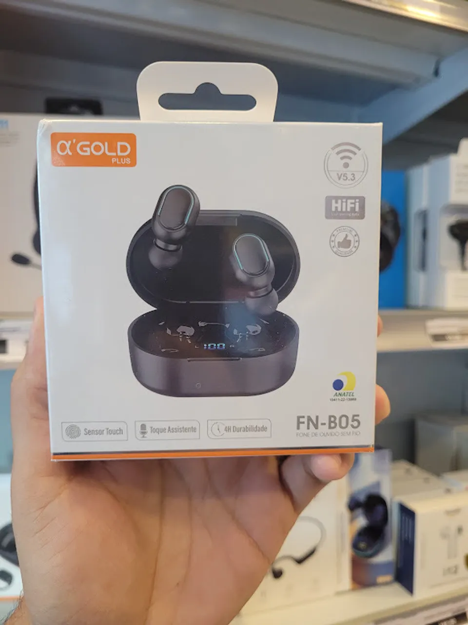 Headphone Led Sem Fio Fn-gb05 A'gold Bluetooth 5.3 Preto