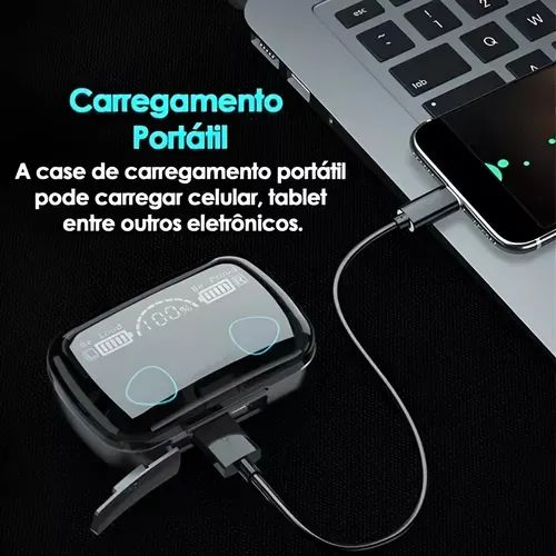 Fone de Ouvido Bluetooth TWS M10 Bluetooth V5.1 com Power Bank de 2000mah - Foto 5