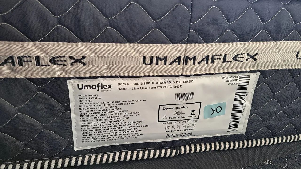 Base + Colchão de Casal Umaflex Essencial com Eurotop e Molas Ensacadas - Foto 3