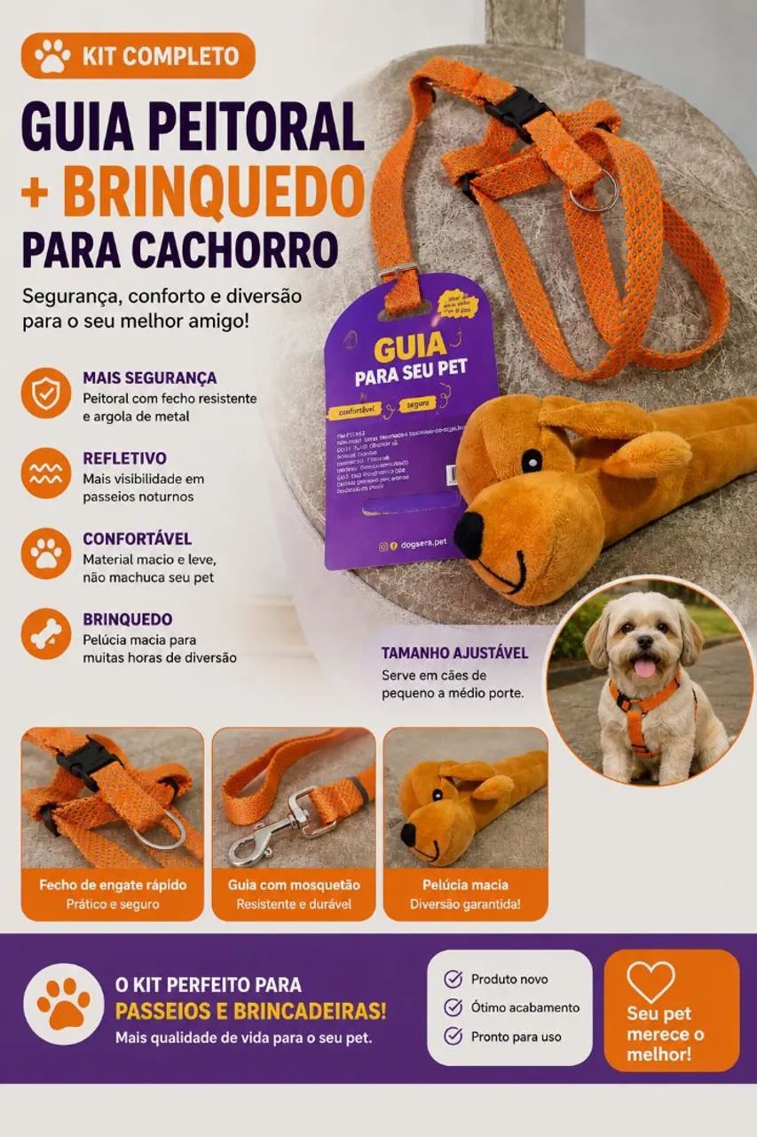 Kit Pelúcia Pet e mini coleira 