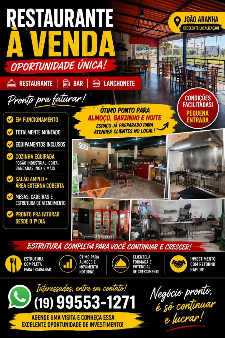 Restaurante Totalmente Equipado - Ótima Localização
