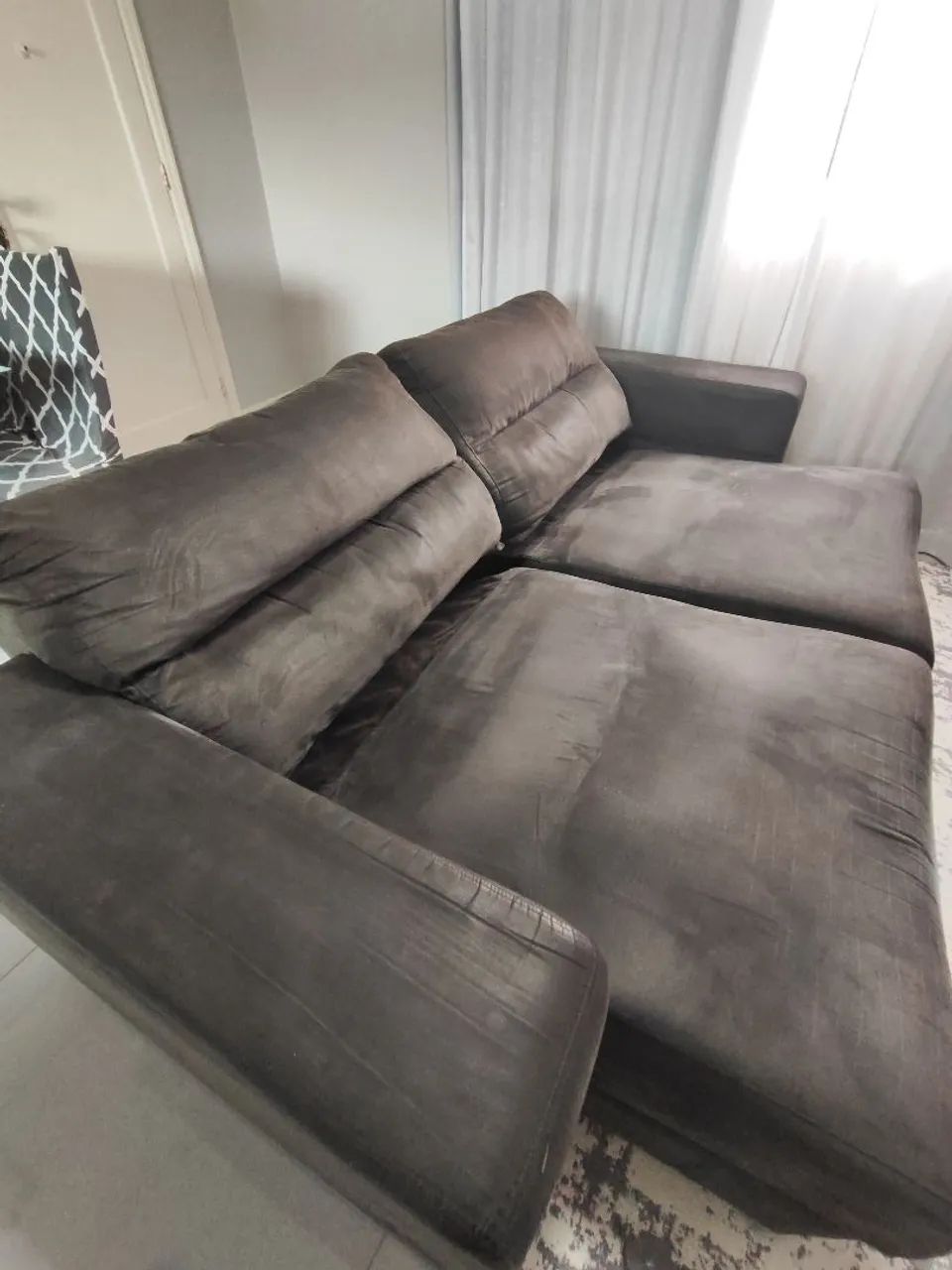 Sofá Retrátil e Reclinável 2,35m - Suede - Foto 4