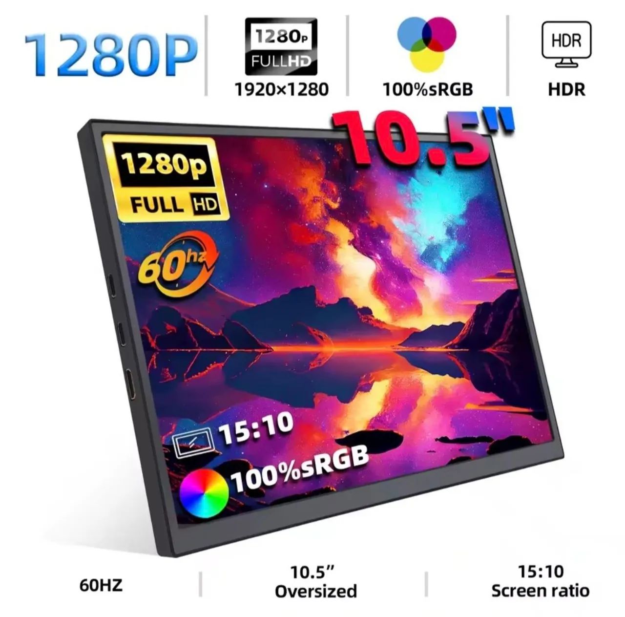 Display Portátil ZSUS de 10,5 polegadas 1280P - Foto 2