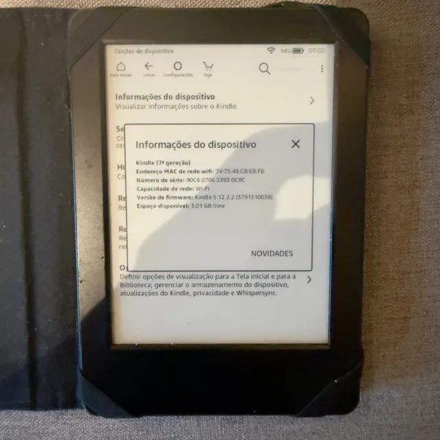 Kindle 7ª Geração Wi-Fi 4GB + Capa | Funcionando Perfeitamente