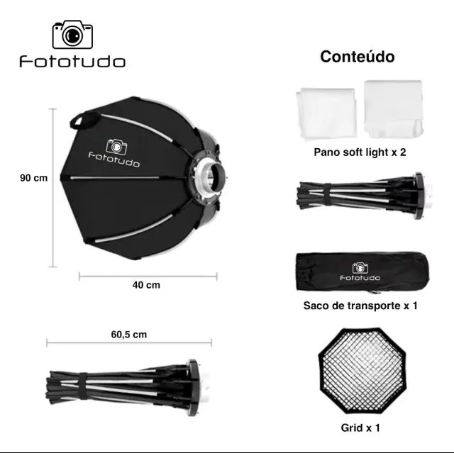 Softbox Octabox 90 Com Encaixe Bowens E Colmeia - Foto 2