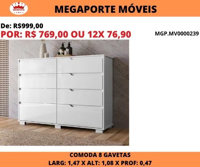 CÔMODA 8 GAVETAS  - Foto 2