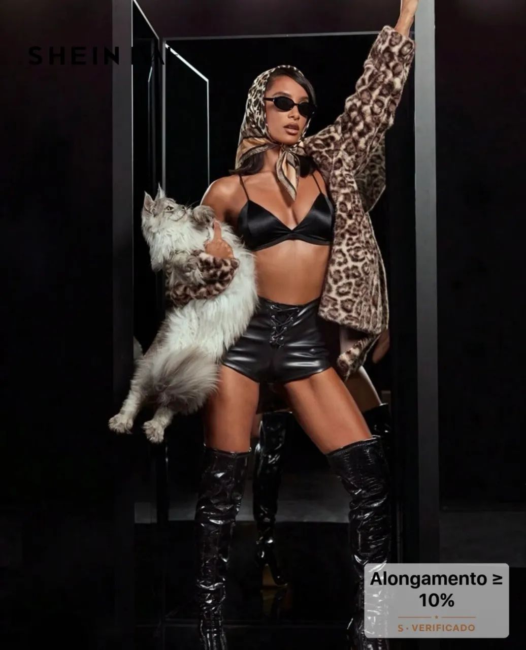 Short de couro cintura baixa da SHEIN BAE - Foto 3