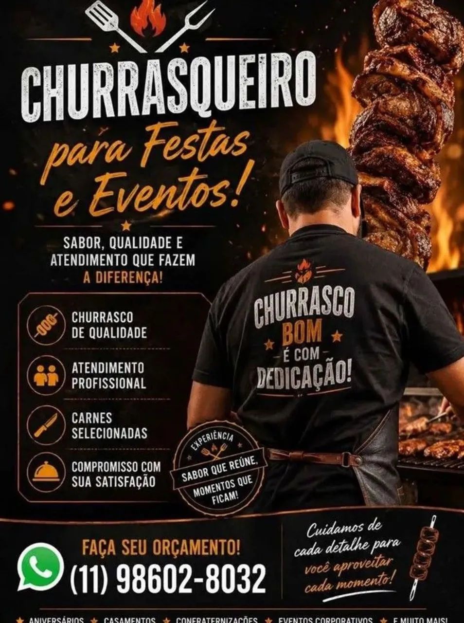 Churrasqueiro Profissional para Festas e Eventos!! Melhor Preço Garantido!!