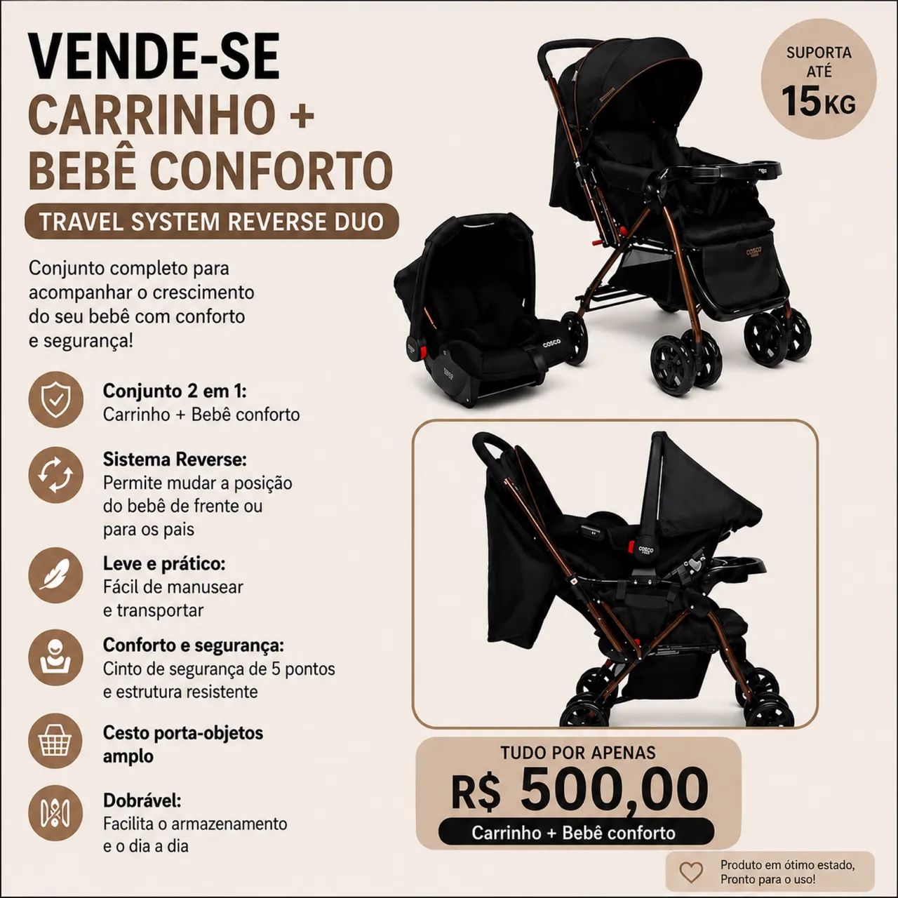 Carrinho Cosco 2 em 1