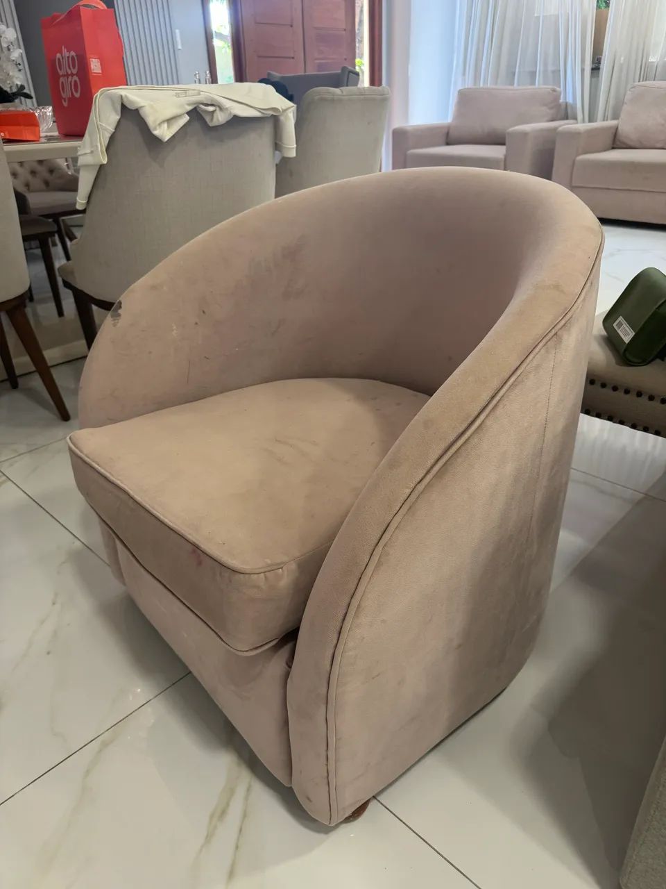 Poltrona Decorativa Concha em Veludo Rosé  - Foto 4