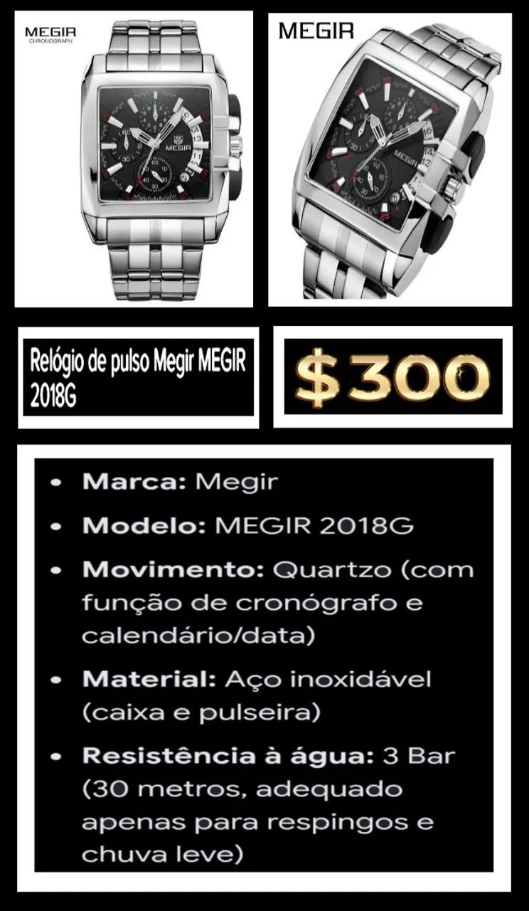 Relógio de Pulso Megir (MEGIR2018G)