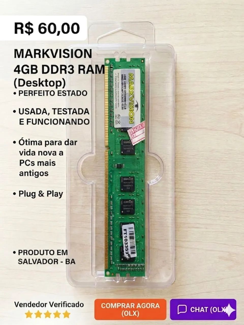 Memória MarkVision DDR 3 4Gb (BAIXOU!!!!)