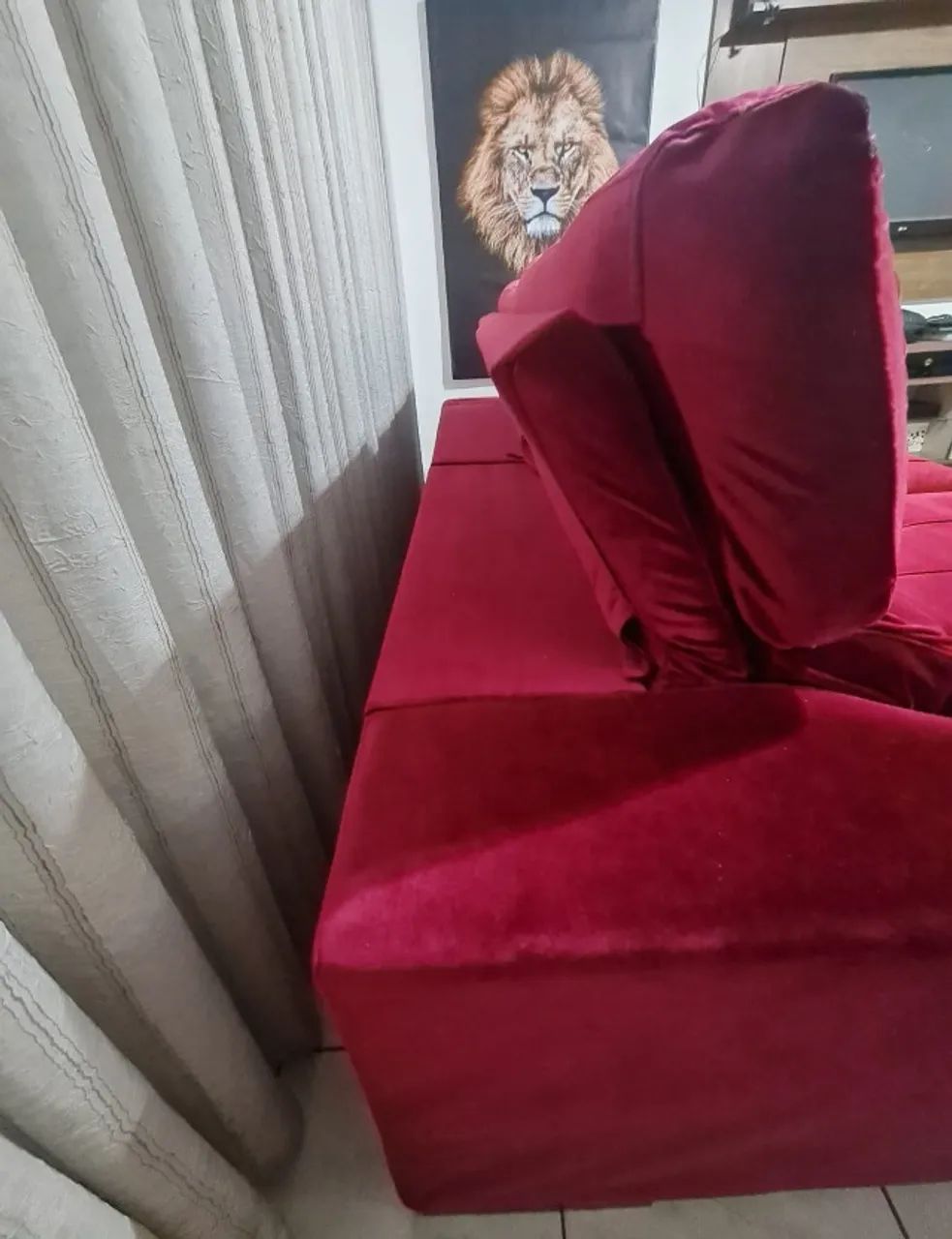 Retractable sofa bed, 4-seater, ruby color65568128635138122