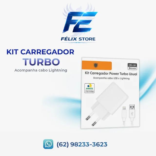 Kit Carregador Turbo 15w Com Cabo Lightning Para Iphone
