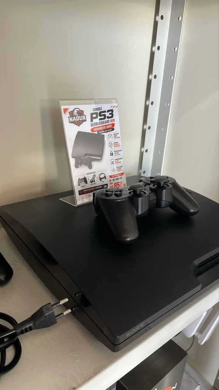 PS3 HEN com Jogos + 2 Controles e cabos  - Foto 3