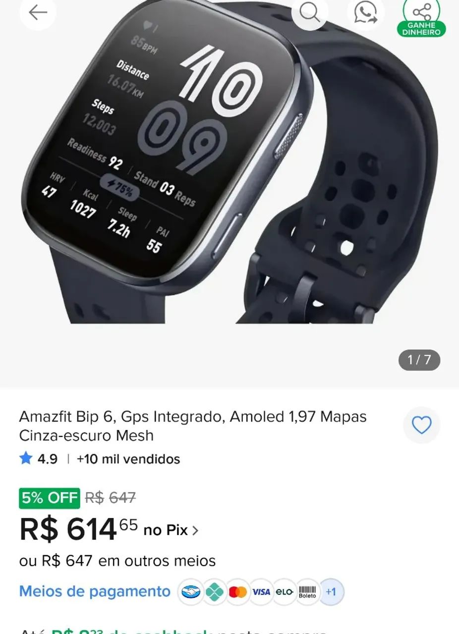 Relógio Smartwatch BIP 6 - Foto 4