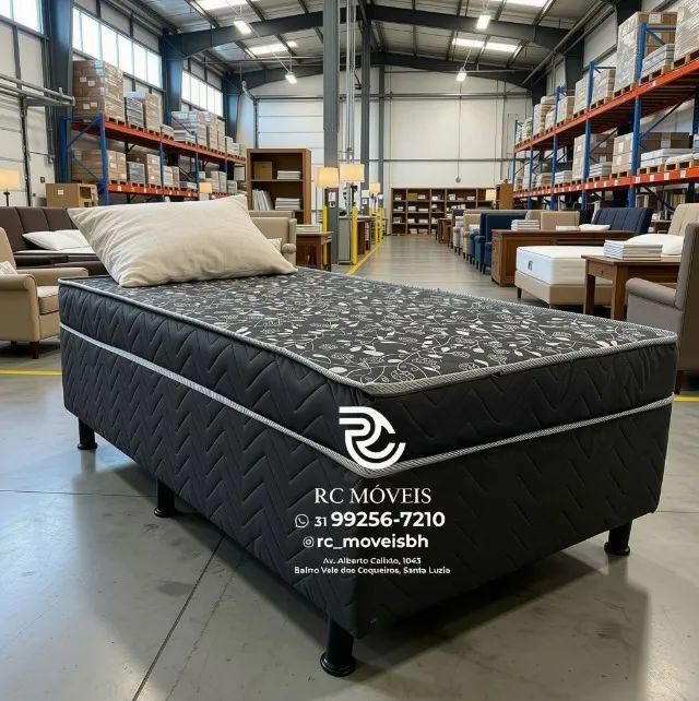 Cama Box Solteiro com Molas 88x1,88 Floral Avelã Luxo - Foto 2